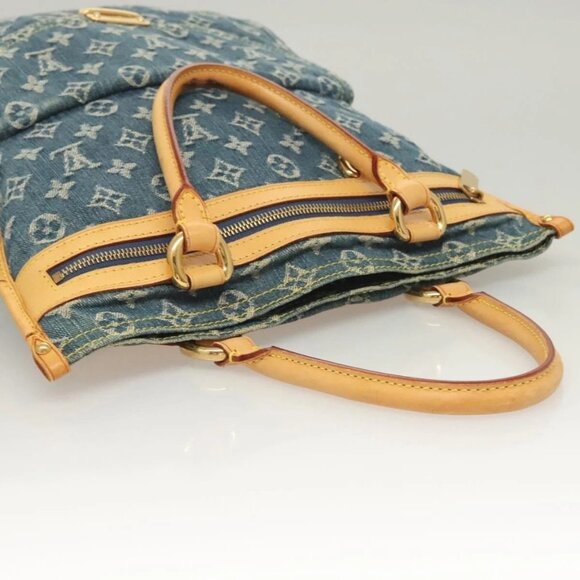 LOUIS VUITTON Monogram Denim Flat Shopper Tote Bag Blue LV Auth - Picture 7 of 16